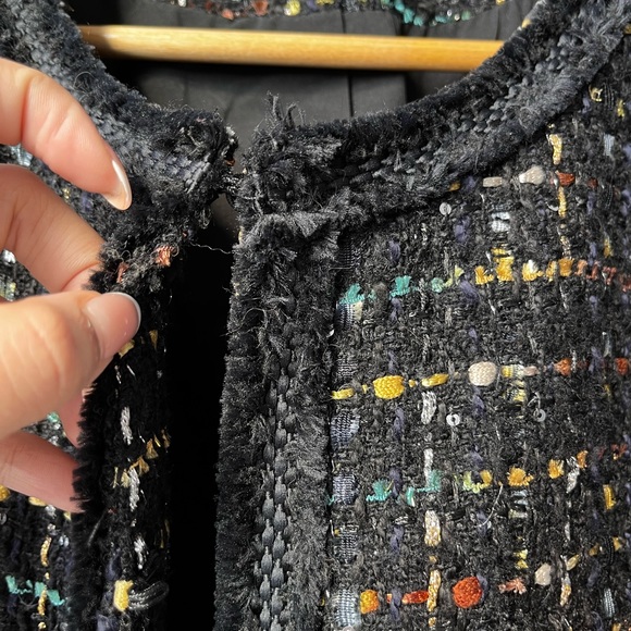 ✅ SALE 🖤 Tahari Women’s Collarless Tweed Metallic Blazer Jacket - Picture 6 of 10